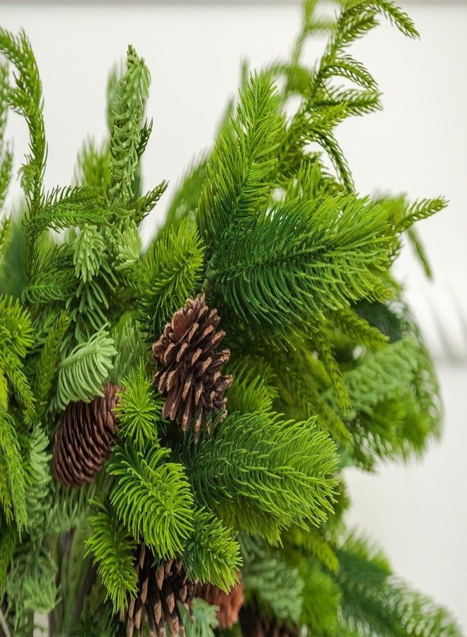 Green Moon 6PCS Pine Branches with Big Pine Cones, 28” Artificial Norfolk Cypress Cedar Stems for Home DIY Wreath Garland Indoor Outdoor Christmas Decor Decorations - Image 4