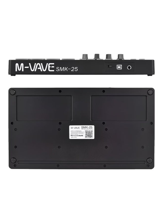 M-VAVE 25 Keys MIDI Keyboard Controller M-VAVE SMK-25, USB & Bluetooth Wireless MIDI Pad Controller with 16 RGB Backlit Beat Pads, Capacitive Pitch Mod Touch Bar, 8 Assignable Knobs Arpeggio Function Portable Mini MIDI Controller for DAW Music Production - Image 2