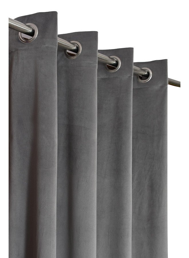 Home-Cloud Home cloud 2 Pieces Velvet Plain Semi Blackout Parda Curtains for Long Door 9 Feet Set of 2 Pcs-[ 4 Feet x 9 Feet]- Color-Gray  - Image 3