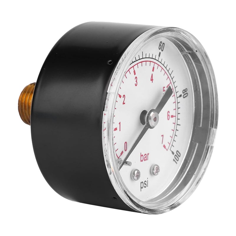 HEEPDD Mini 50mm High Pressure, Dual Scale 0-30psi/0-2bar, Ideal for Air Water Oil Gas Applications Mini 50mm High Pressure, Brass Construction, Nan Mechanical Transmission (0-100psi 0-7bar) - Image 1