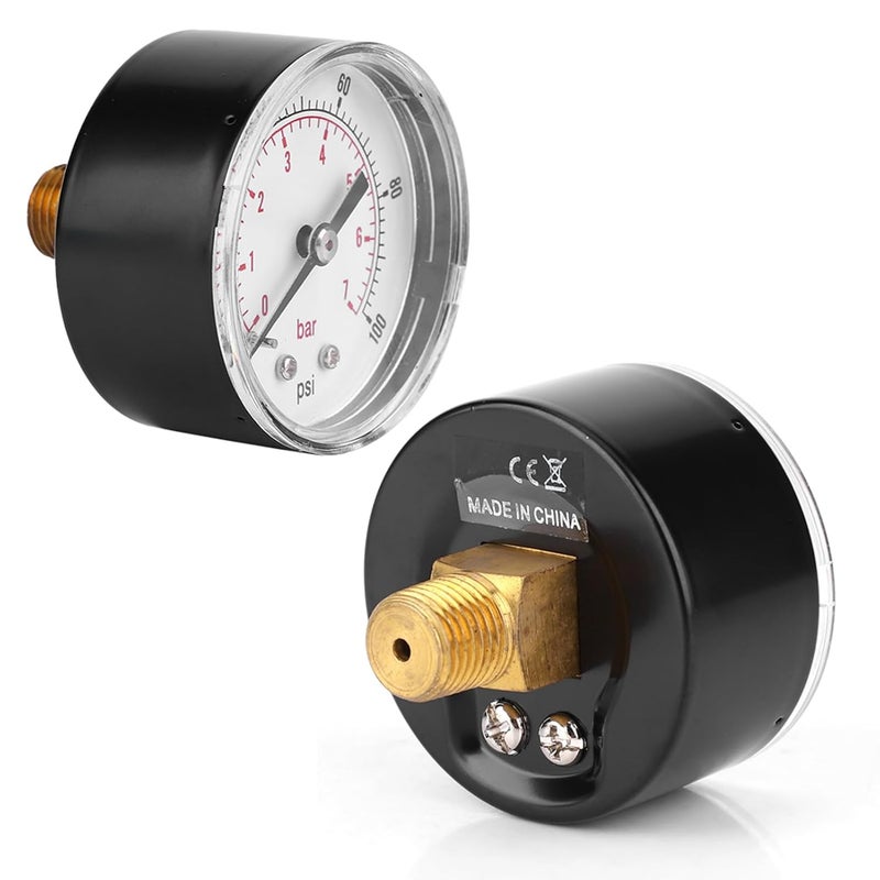 HEEPDD Mini 50mm High Pressure, Dual Scale 0-30psi/0-2bar, Ideal for Air Water Oil Gas Applications Mini 50mm High Pressure, Brass Construction, Nan Mechanical Transmission (0-100psi 0-7bar) - Image 5