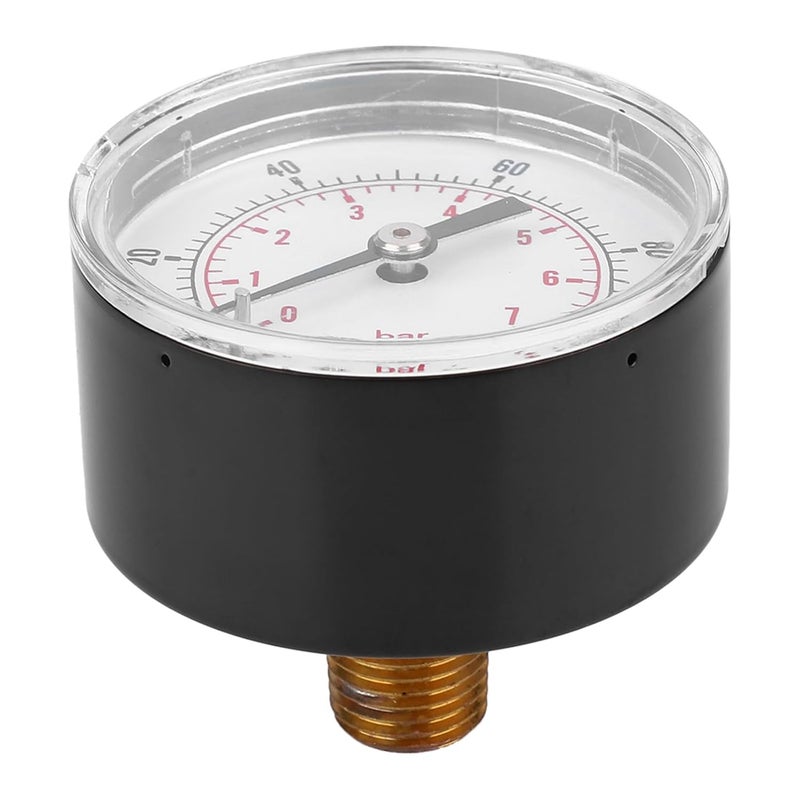 HEEPDD Mini 50mm High Pressure, Dual Scale 0-30psi/0-2bar, Ideal for Air Water Oil Gas Applications Mini 50mm High Pressure, Brass Construction, Nan Mechanical Transmission (0-100psi 0-7bar) - Image 3