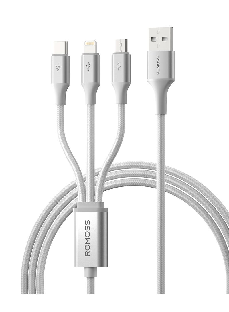 روموس كابل نايلون مضفر 3 في 1 لايتنينغ/مايكرو/يو إس بي-سي إلى يو إس بي 3.5A 1م - Image 4