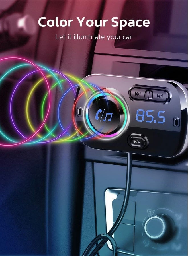 Bluetooth FM Transmitter for Car Bluetooth 5.0 Wireless Car Adapter with QC3.0 and 5V2.4A Dual Charging Port - Image 3