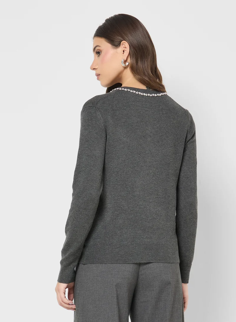 ايلا Embellished Button Down Cardigan