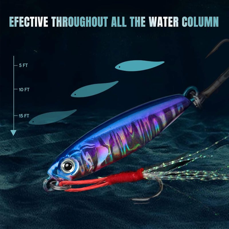 TRUSCEND خيوط صيد قيمة من المفضل لدى القبطان، ملاعق لامعة للمياه المالحة مثالية للصيد، صيد بطيء لجذب المزيد من الأسماك، طُعم سمك السلمون والتونة المتين والمصنوع بشكل جيد مع خطاف حاد - Image 5