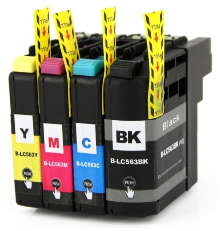 NexNova Ink Cartridge LC563 for Brother ink Set 4-Pack Black Cyan Magenta Yellow for Brother MFC-J2310/J2510/J3520/J3720 Brand: Nexnova - Image 1