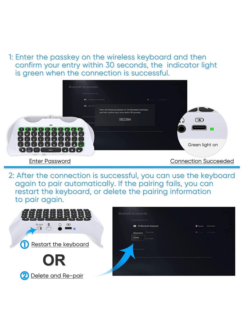 General - Wireless keyboard for PS5 controller, Bluetooth 3.0 mini chat keypad message gaming keyboard keyboard with built-in speaker with 3.5mm audio jack for messaging and gaming live chat - Image 1