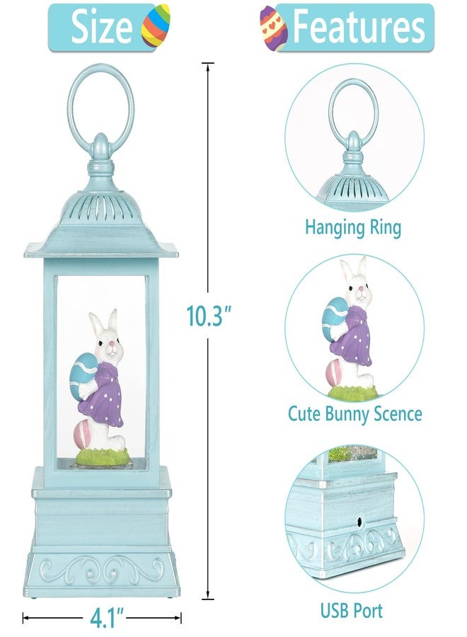 Eyrosa Easter Snow Globe, Easter Decorations for The Home, Lighted Glitter Bunny Snowglobe Lantern for Spring Home Decor - Image 2