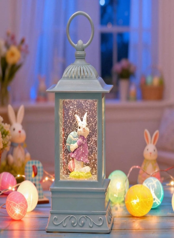 Eyrosa Easter Snow Globe, Easter Decorations for The Home, Lighted Glitter Bunny Snowglobe Lantern for Spring Home Decor - Image 3