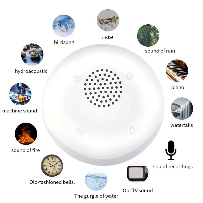 Smart White Noise Machine: White Style A - Customizable Timer & Rechargeable Battery Sleep Aid Machine for Home Nursery Travel Work Study - Image 3