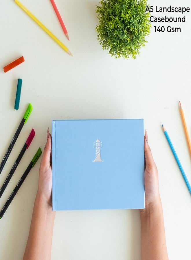 MENORAH مينورا - دفتر رسم A5 للفنانين - 140 غرام/متر مربع - (58 ورقة/116 صفحة) - دفتر رسم أنيق A5 للفتيات - (المقاس: 14.8 سم × 21.0 سم) - مصنوع يدويًا - دفتر رسم كاساتا (نعناع حلو - فراشة) - منظر طبيعي - Image 2