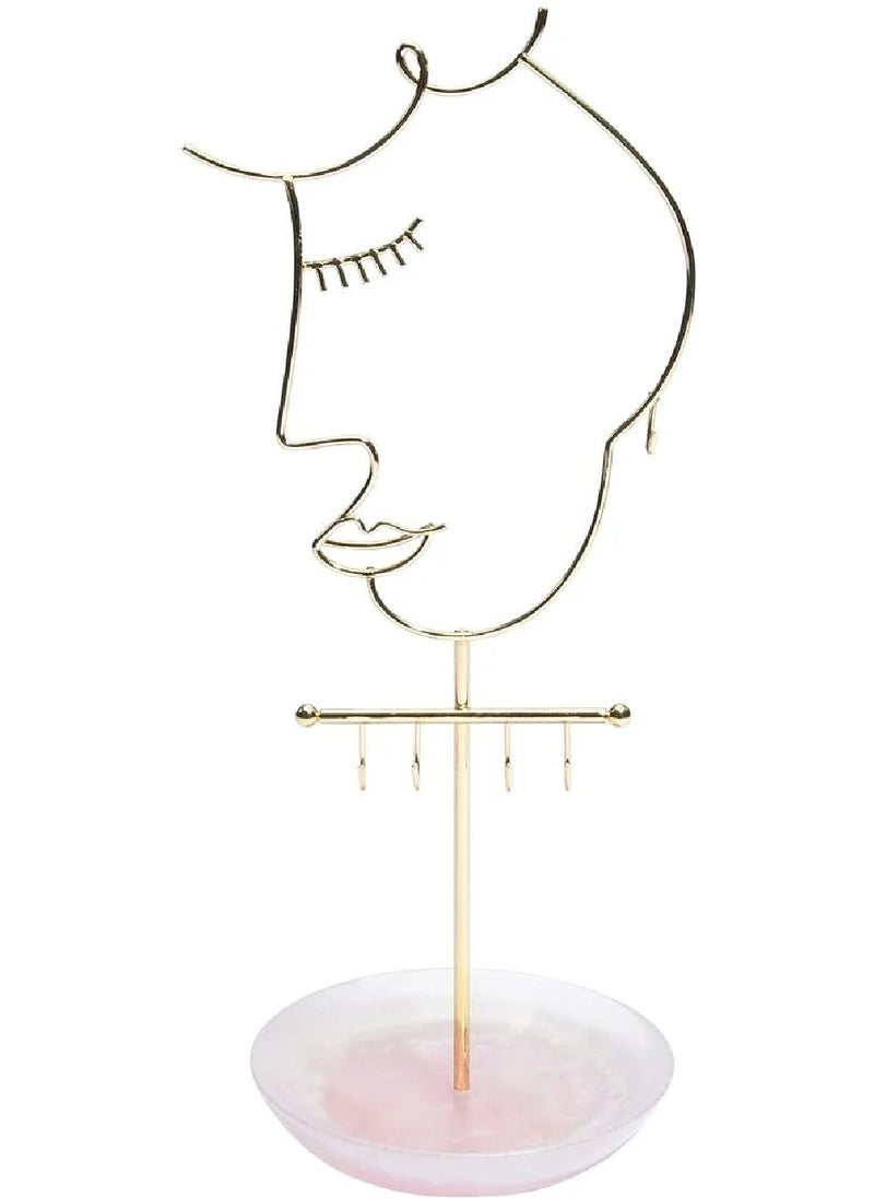 Stackers Stackers Rose Quartz 5-Hook Face Jewellery Stand – Elegant Display for Earrings, Necklaces & Rings, Stylish Jewelry Organizer for Home & Vanity  - Image 1