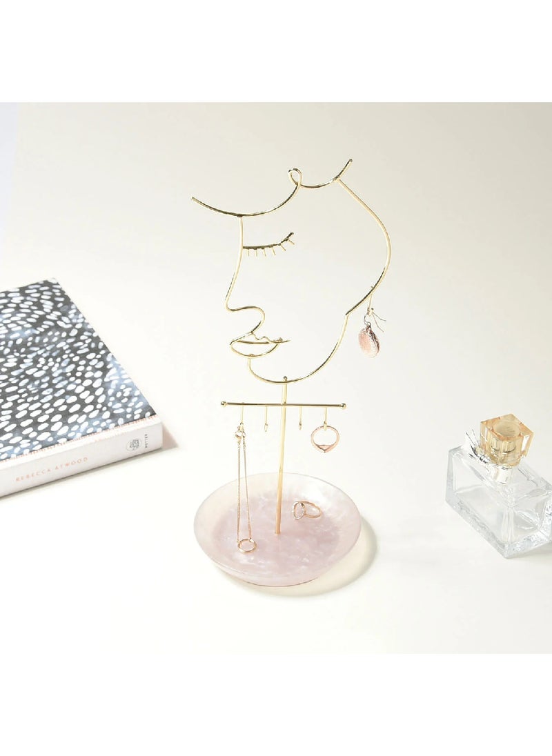 Stackers Stackers Rose Quartz 5-Hook Face Jewellery Stand – Elegant Display for Earrings, Necklaces & Rings, Stylish Jewelry Organizer for Home & Vanity  - Image 2