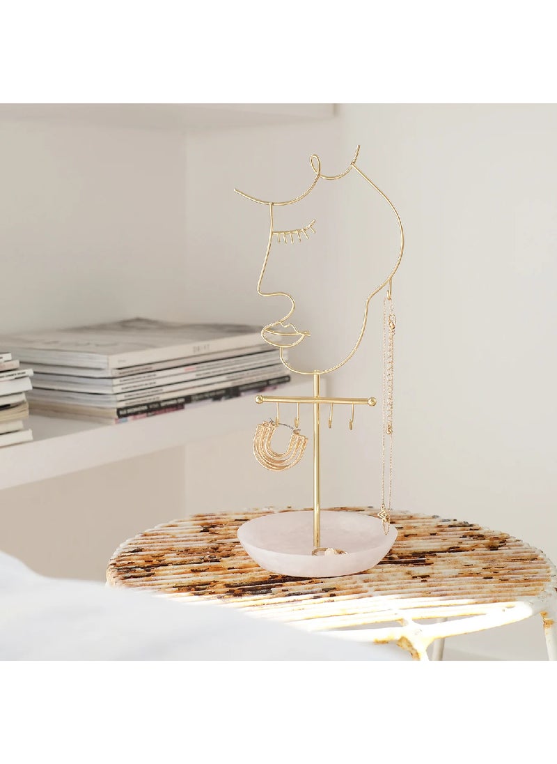 Stackers Stackers Rose Quartz 5-Hook Face Jewellery Stand – Elegant Display for Earrings, Necklaces & Rings, Stylish Jewelry Organizer for Home & Vanity  - Image 4