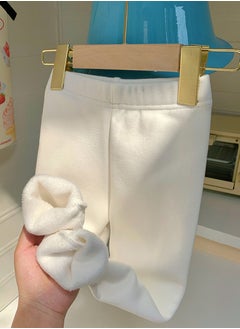 Loquat Kids Solid Color Thick Thermal Underwear Pants Cotton Soft Long Johns Base Layer Bottom Children's Pajama Pants White  - Image 2