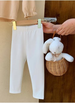 Loquat Kids Solid Color Thick Thermal Underwear Pants Cotton Soft Long Johns Base Layer Bottom Children's Pajama Pants White  - Image 3