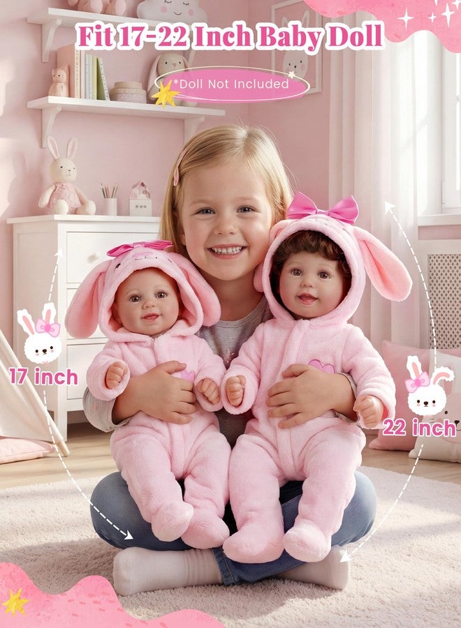 BABESIDE Reborn Baby Doll Clothes for 17-20 Inch Dolls Accessories,Cute Pink Bunny Baby Doll Clothes for Realistic Babydolls, Pretend Play Gift for Kids Age 3+ Birthday Easter(Doll Not Included) - Image 3
