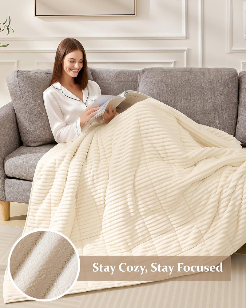 CYK Weighted Blanket Adults King Size 30 Lbs 80"x96" - Dual-Sided Extra LargeFleece & Sherpa Blanket - Heavy Plush Flannel Winter Warm Blanket for Bed and Couch - Image 4