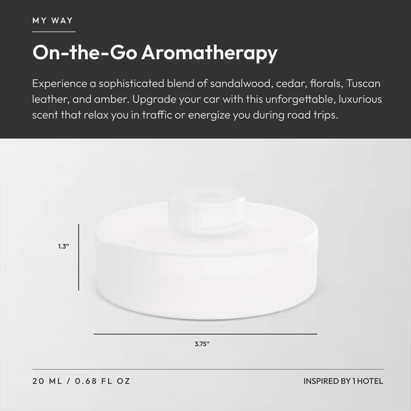 AROMA360 Smart Car Diffuser Oil - My Way - Air Freshener Cartridge - Leather , Sandalwood & Amber- Essential Oils - Cars, Trucks, SUVs, RVs & More