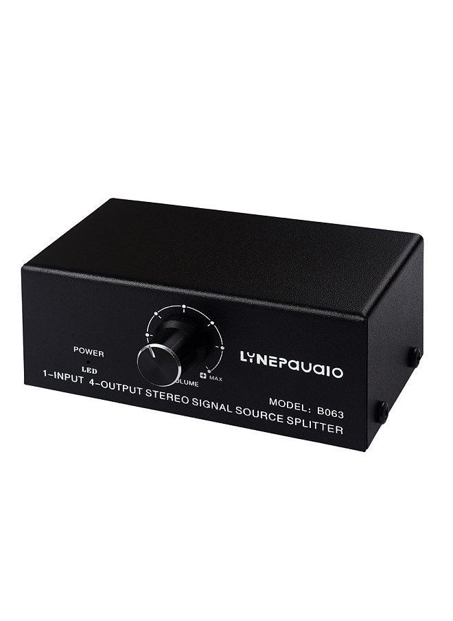 LYNEPAUAIO - B063 1 In 4 Out Audio Signal Distributor Stereo Source Splitter Lossless Output Usb 5V Powered Rca Interface - Image 1