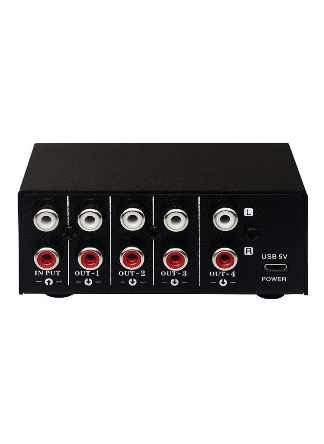 LYNEPAUAIO - B063 1 In 4 Out Audio Signal Distributor Stereo Source Splitter Lossless Output Usb 5V Powered Rca Interface - Image 1