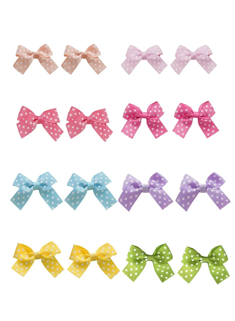 Lion Llama 2 Inch Polka Dot Ribbon Hair Clips set for kids and school Girls, Decorative Hair Bows for Hairstyles, Parties, Gifts & Everyday Use -Rainbow Colors(16 pcs)