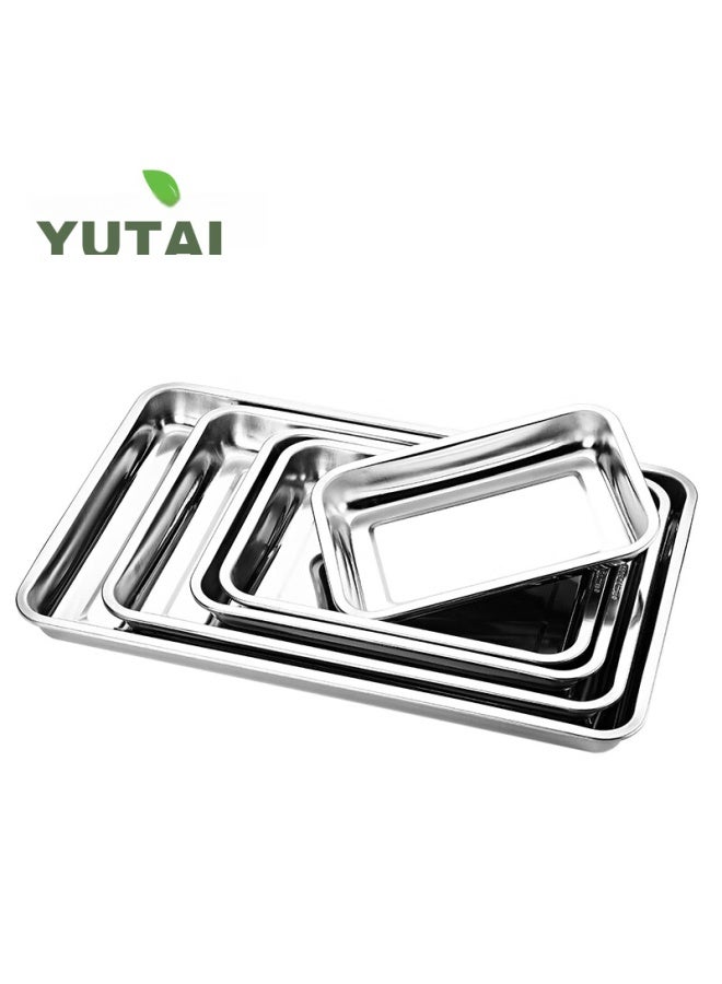 Yutai 304 Stainless Steel Plate, Deep Square Tray, Rectangular Serving Dish, Commercial Use For Grilled Fish, Barbecue, Steamed Rice, 4030 - Image 2