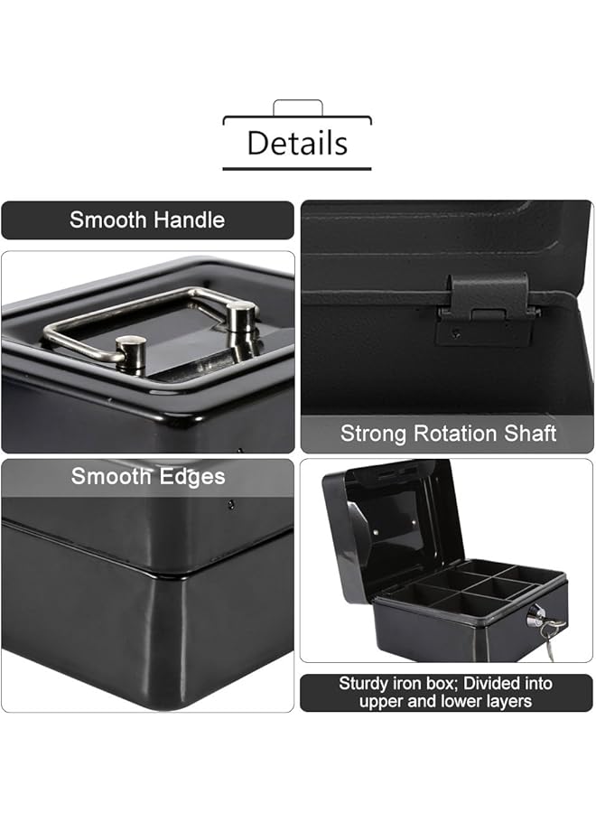 erorex Safe Security Box Portable Mini Lockable Safe Lock Box Household Home Office Jewelry Cash Use Storage Money Coin Safe Box For Jewelry Necklace Certificate Black  - Image 4