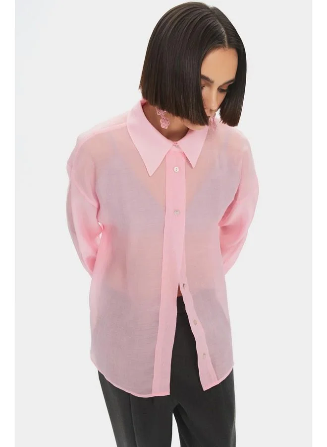 JUNE June Modal Blend Oversize Basic Shirt Pink