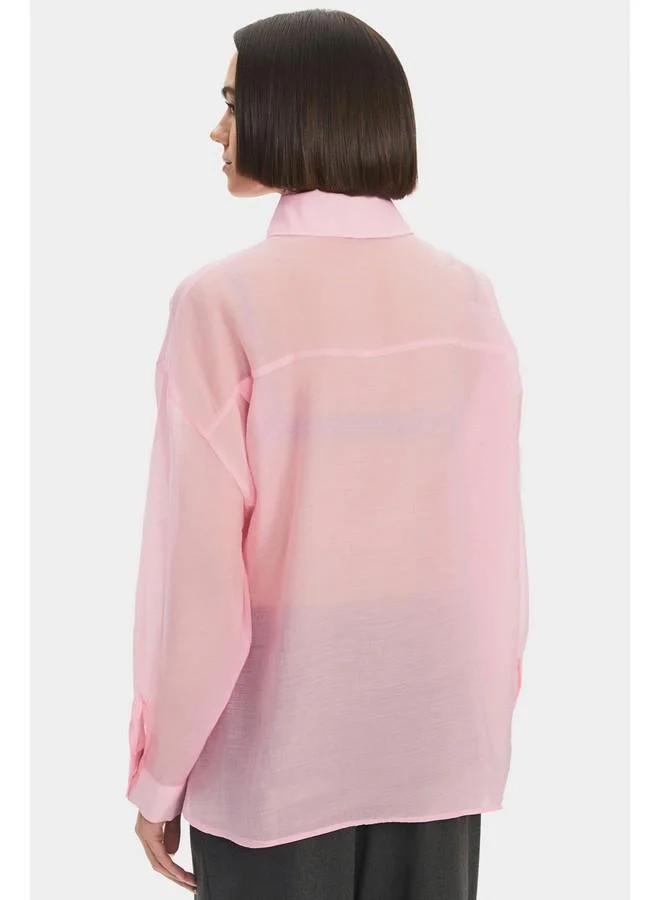 JUNE June Modal Blend Oversize Basic Shirt Pink