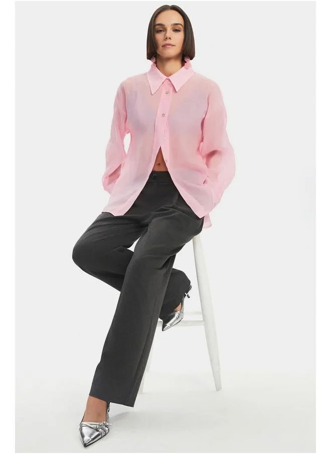 JUNE June Modal Blend Oversize Basic Shirt Pink