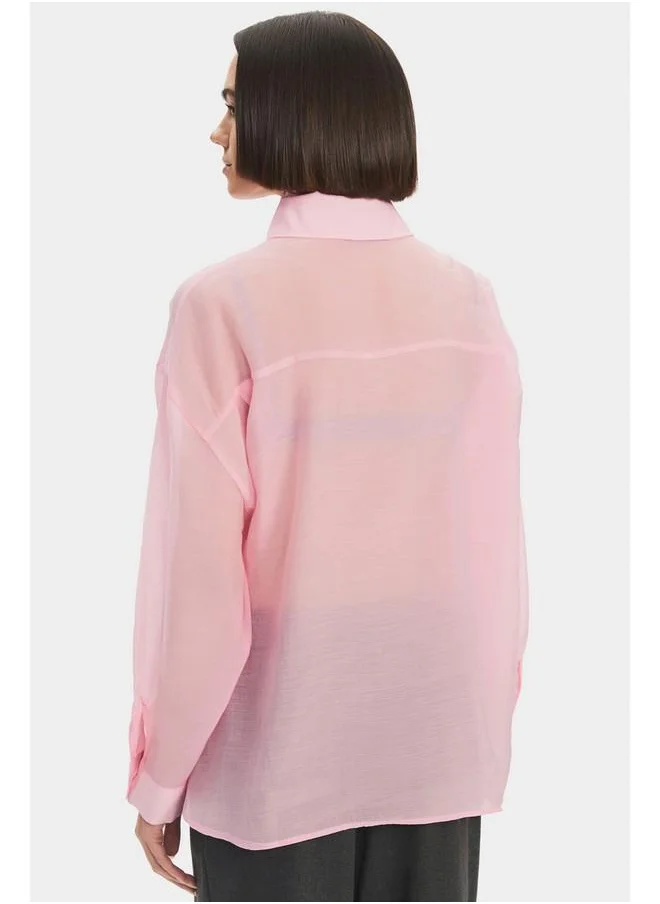 JUNE June Modal Blend Oversize Basic Shirt Pink
