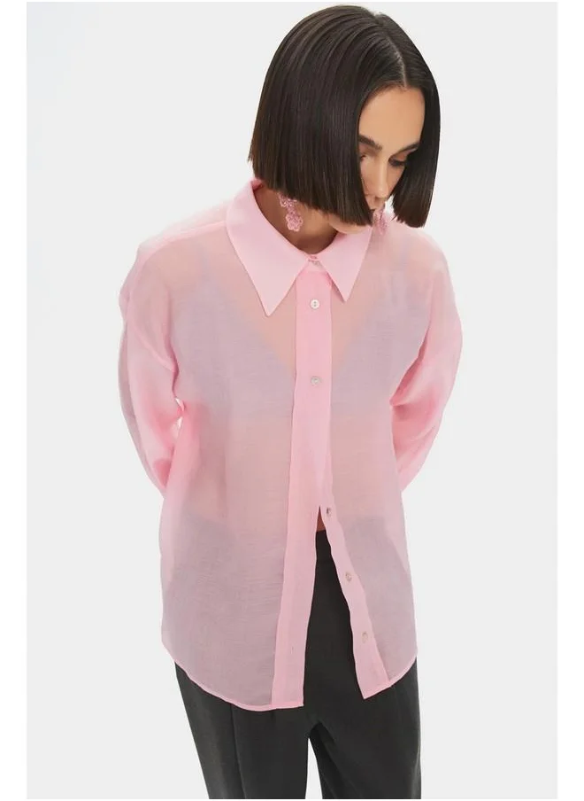 JUNE June Modal Blend Oversize Basic Shirt Pink