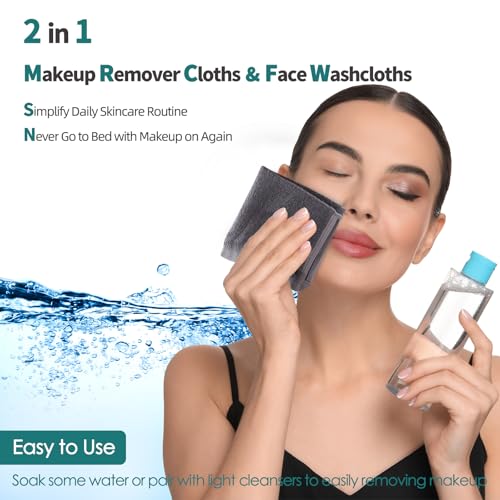 JEFFSUN Wash Cloths 12 Pack, Super Soft and Skin Friendly Face Towel for Sensitive Skin, 10x10 inch Small Face Washcloths, Reusable Washable Makeup Remover Cloths, Easy to Rinse Grey Facial Cleansing Cloths - Image 2