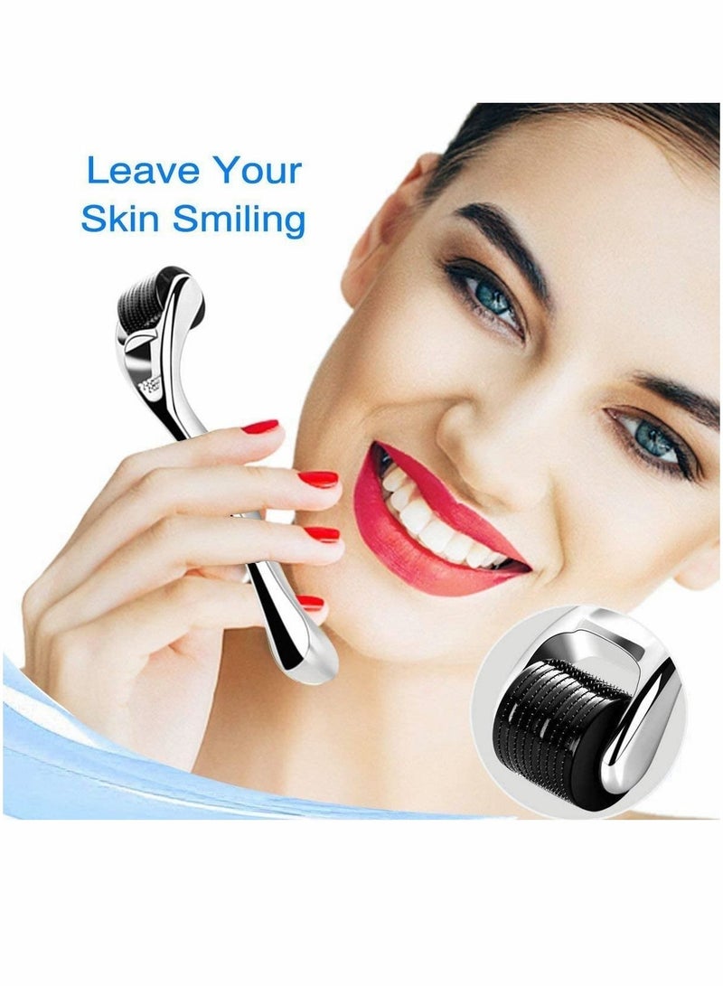 Excefore Derma Roller, Skin Care 540 Micro Needles Titanium Microneedling Tool 0.75 mm, Silver Professional Microneedling Derma Roller - Image 2