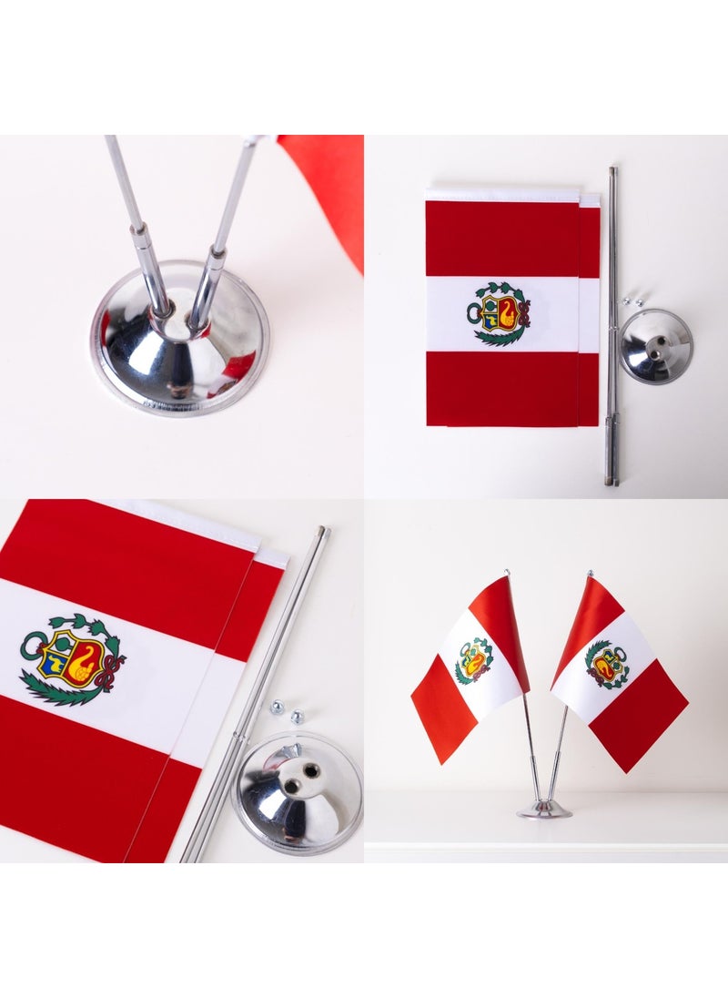 ZC Bayrak - Zc Flag Peru 2 Pack Table Flag Satin Fabric Digital Printing 15x22,5 cm - Image 1