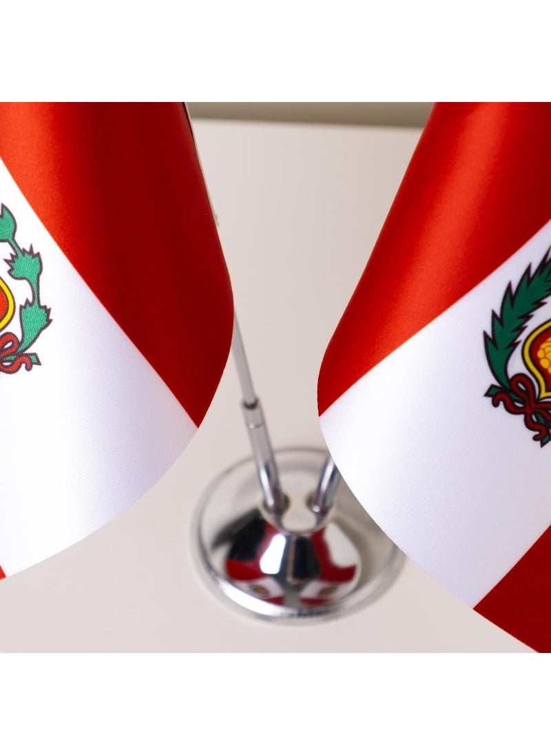 ZC Bayrak - Zc Flag Peru 2 Pack Table Flag Satin Fabric Digital Printing 15x22,5 cm - Image 1