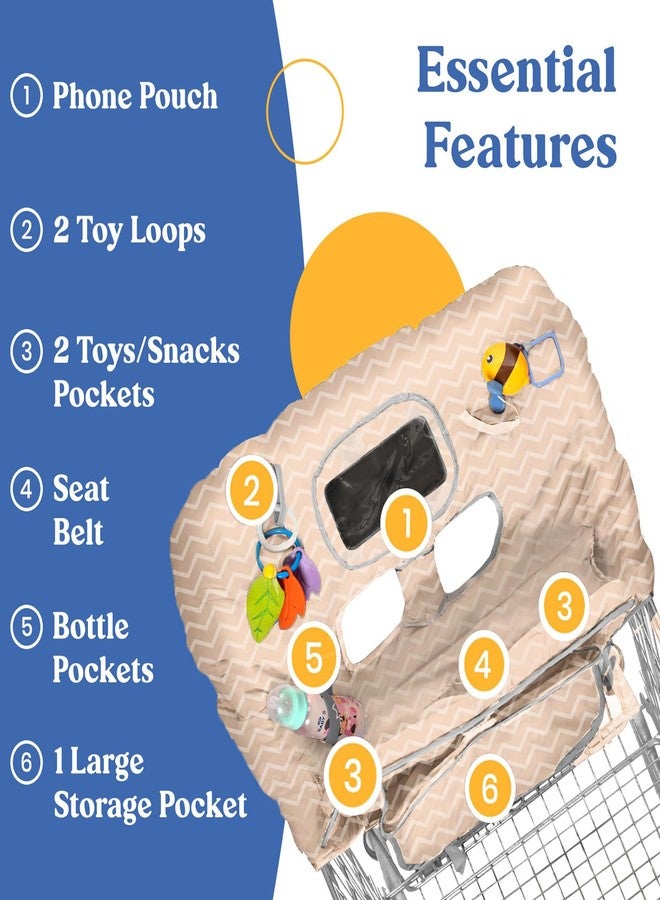 PILLANI Shopping Cart Cover for Baby, High Chair Cover for Restaurant Seat - Grocery Cart Cover for Baby Girl and Boy, Comfortable Cotton Buggy Covers for Babies - Padded Toddler Shopping Cart Cover - Image 5