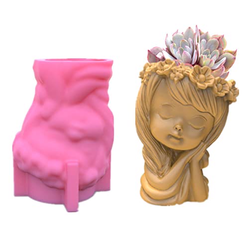 Anktily Garland Girl Succulent Flower Pot Pen Holder Silicone Mold Concrete Planter Vase Clay Plaster Cement Epoxy Resin Casting Mold - Image 1