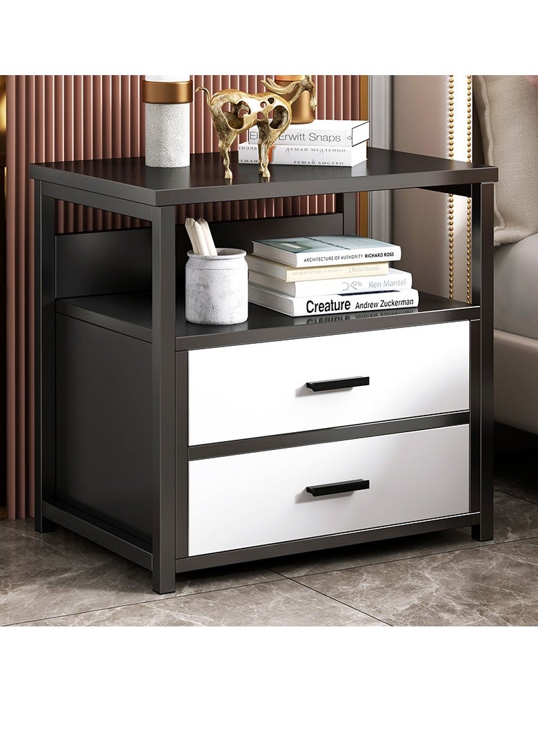 Generic Bedside Storage Cabinet, Modern Side Nightstand Desk with Two Storage Drawer , Simple Mini Space Saving for Bedroom Office Lounge Living Room Black  - Image 1