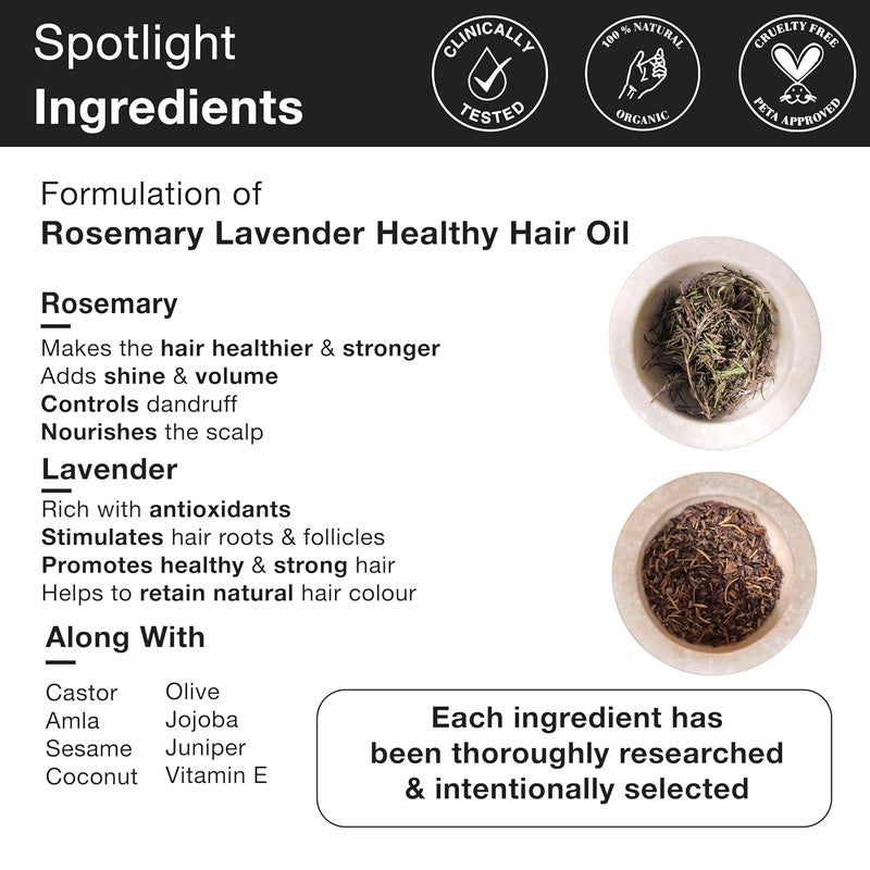 Soulflower Soulflower Rosemary Lavender Hair Oil For Healthy Hair Scalp Nourishment Hair Growth  100 Pure  Natural Undiluted Cold Pressed Oil 120Ml Pack of 2 - Image 2