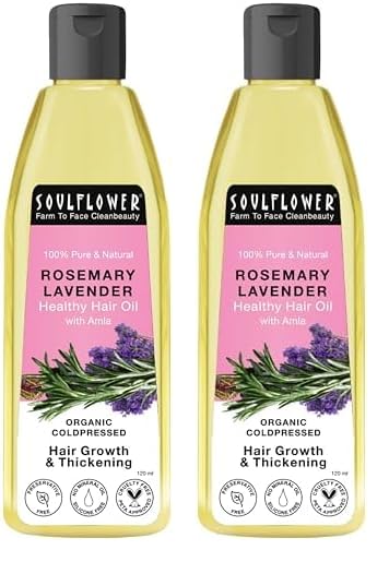 Soulflower Soulflower Rosemary Lavender Hair Oil For Healthy Hair Scalp Nourishment Hair Growth  100 Pure  Natural Undiluted Cold Pressed Oil 120Ml Pack of 2 - Image 1