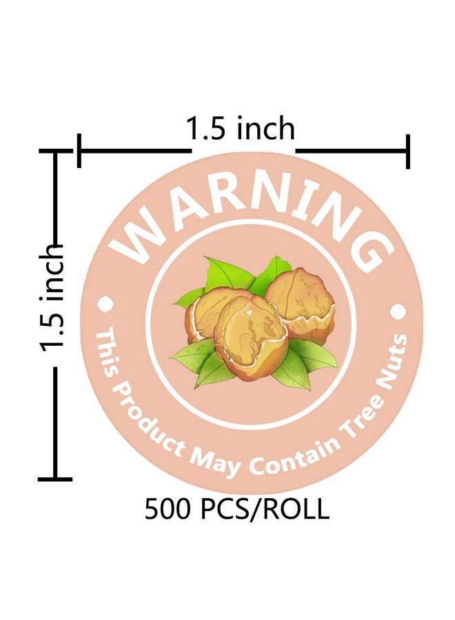 Besttile 1.5 Inch Contains Nuts Labels,Tree Nuts Allergen Labels,Allergy Warning Stickers,Food Advisory Labels For Food Packing,Retail And Restaurants,500 Pcs. - Image 3