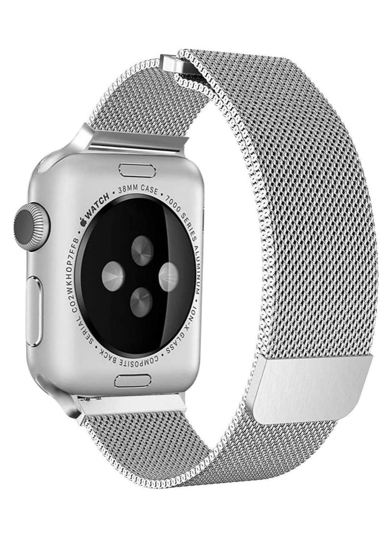 Scrolls - Premium Milanese Loop for Apple Watch 40mm 38mm, Stainless Steel Alloy Replacement Watch Band for iWatch Series 4/3/2/1 (Silver) - Image 1