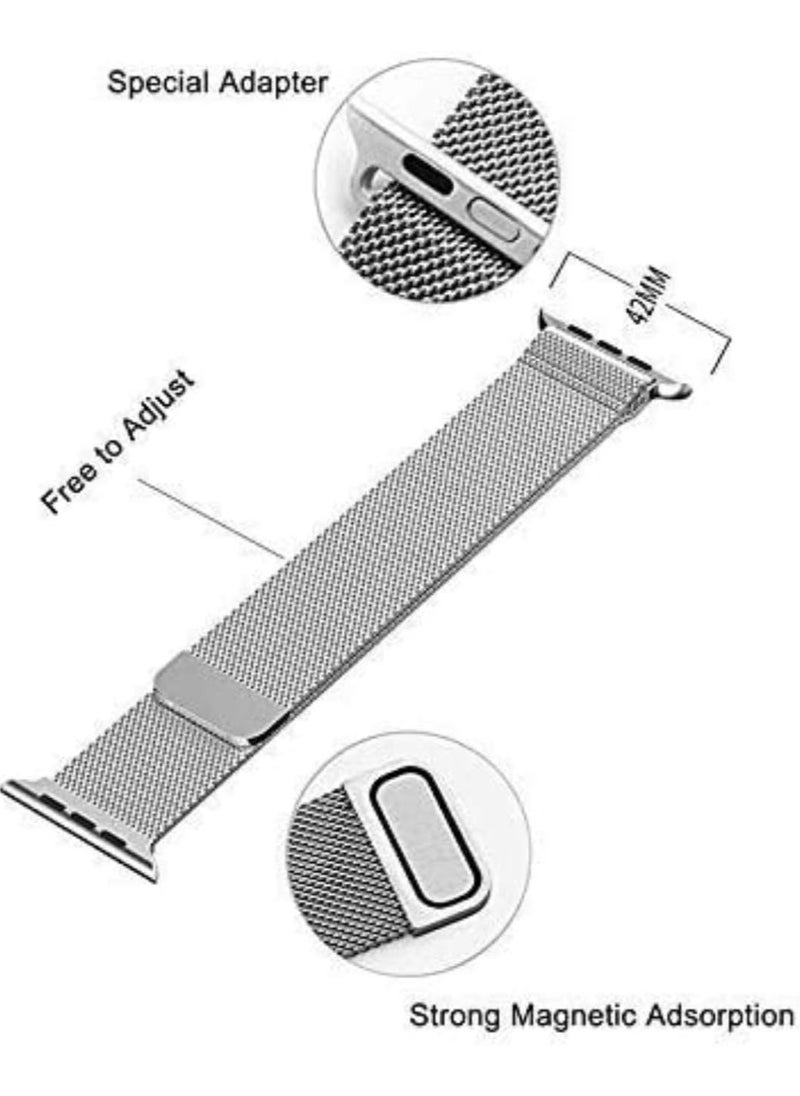 Scrolls - Premium Milanese Loop for Apple Watch 40mm 38mm, Stainless Steel Alloy Replacement Watch Band for iWatch Series 4/3/2/1 (Silver) - Image 1