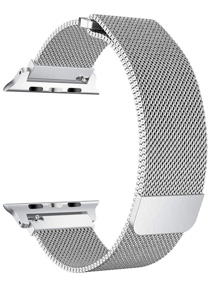 Scrolls - Premium Milanese Loop for Apple Watch 40mm 38mm, Stainless Steel Alloy Replacement Watch Band for iWatch Series 4/3/2/1 (Silver) - Image 1