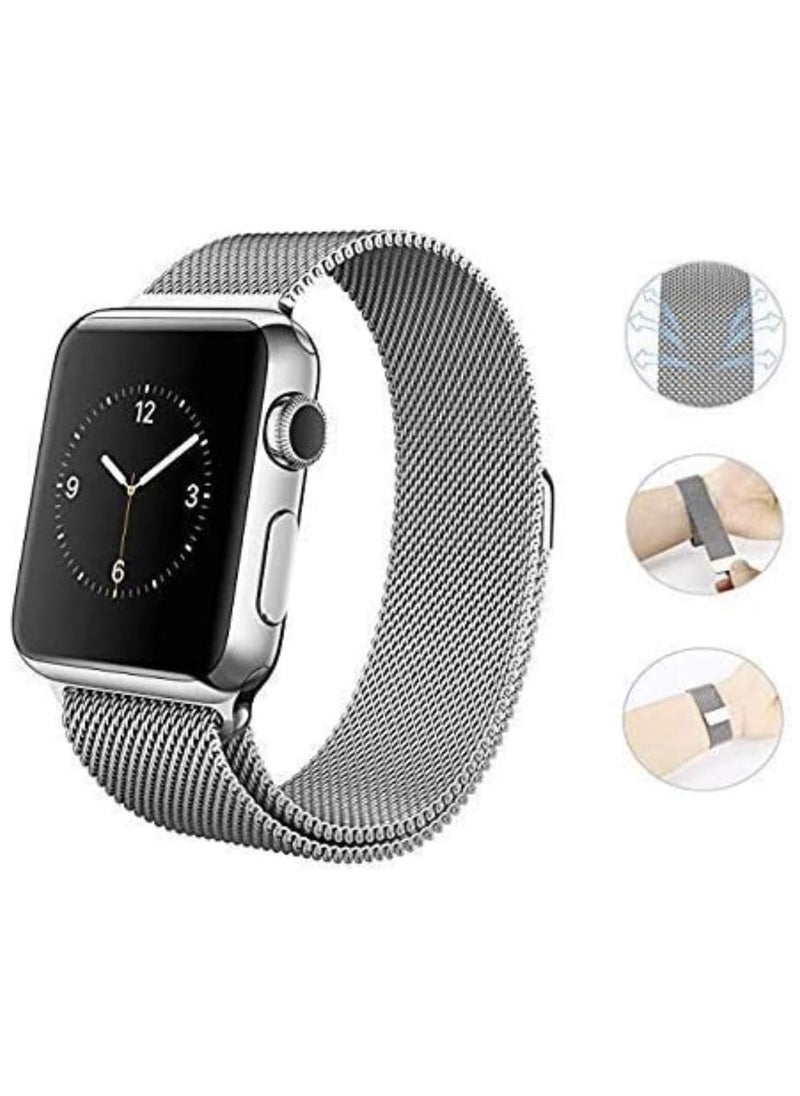 Scrolls - Premium Milanese Loop for Apple Watch 40mm 38mm, Stainless Steel Alloy Replacement Watch Band for iWatch Series 4/3/2/1 (Silver) - Image 1