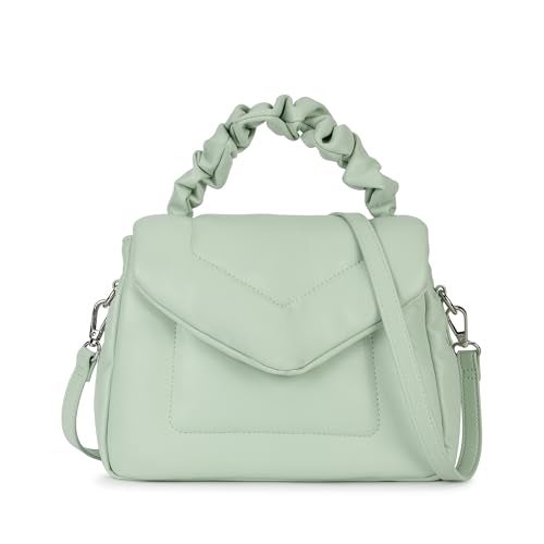 Fastrack Ruched Handle Satchel Bag for Women | Faux Leather Handbag with Dual Compartments, Organiser Pockets and Structured Silhouette | Stylish Day-to-Night Bag for Office and Weekend Outings - Image 1