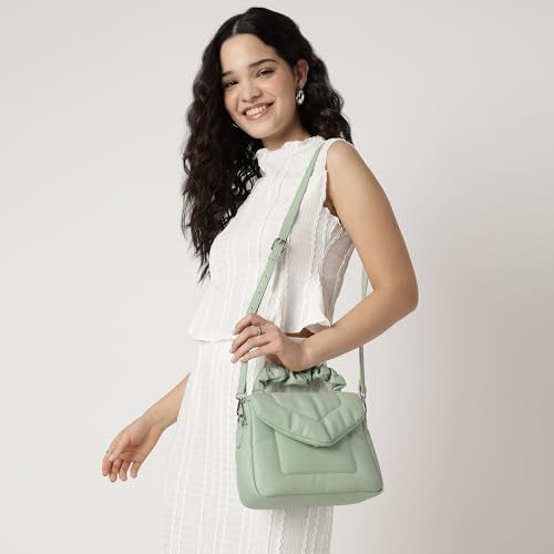 Fastrack Ruched Handle Satchel Bag for Women | Faux Leather Handbag with Dual Compartments, Organiser Pockets and Structured Silhouette | Stylish Day-to-Night Bag for Office and Weekend Outings - Image 2